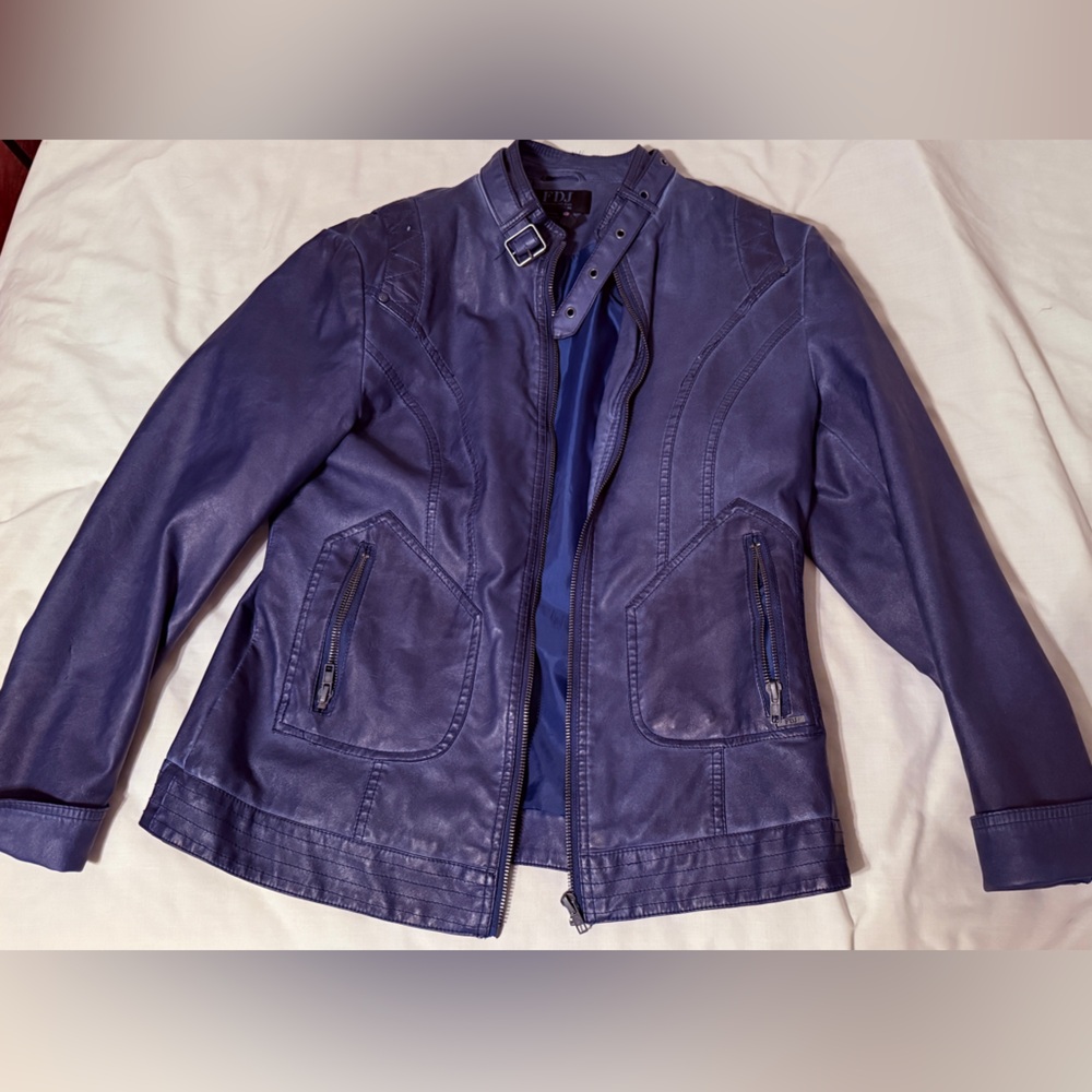 Women’s Blue Faux Leather Jacket